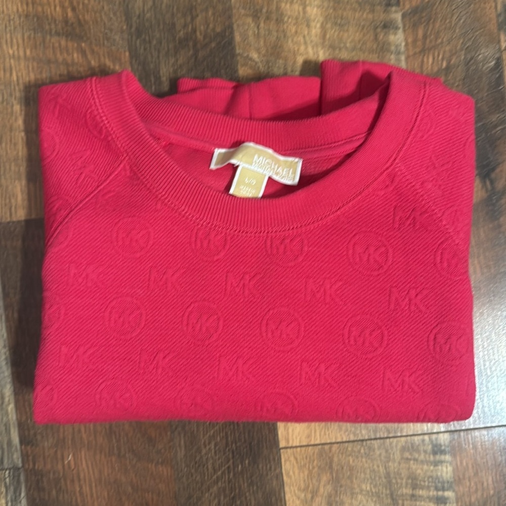 Michael Kors Red Textured Knit Top